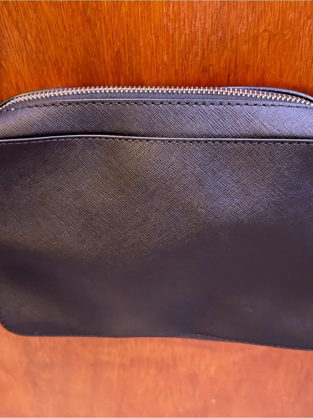 Michael Kors Black Leather Crossbody with Silver Logo